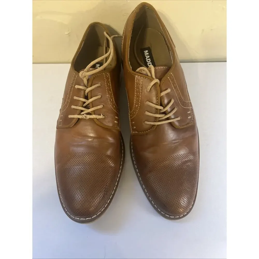 Madden Mens Bobby Brown Round Toe Lace-Up Oxford Dress Shoes Size 9.5 Men’s